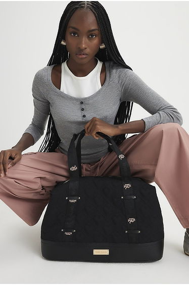 Black Heart Quilted Holdall Bag