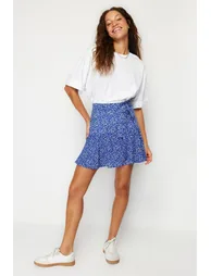 Multi Color Viscose Woven Short Skirt