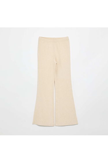 Ribbed flare leggings BEIGE