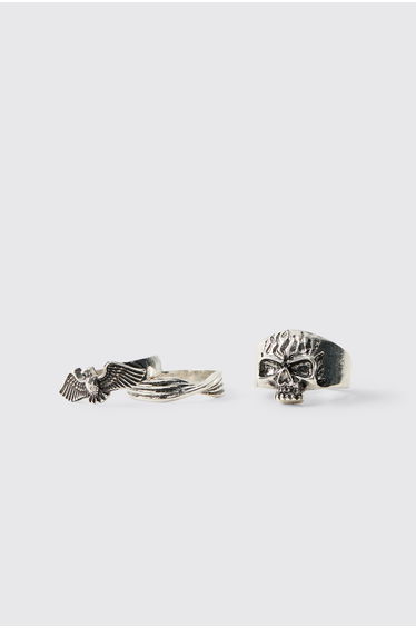 3 Pack Silver Gothic Rings - silver