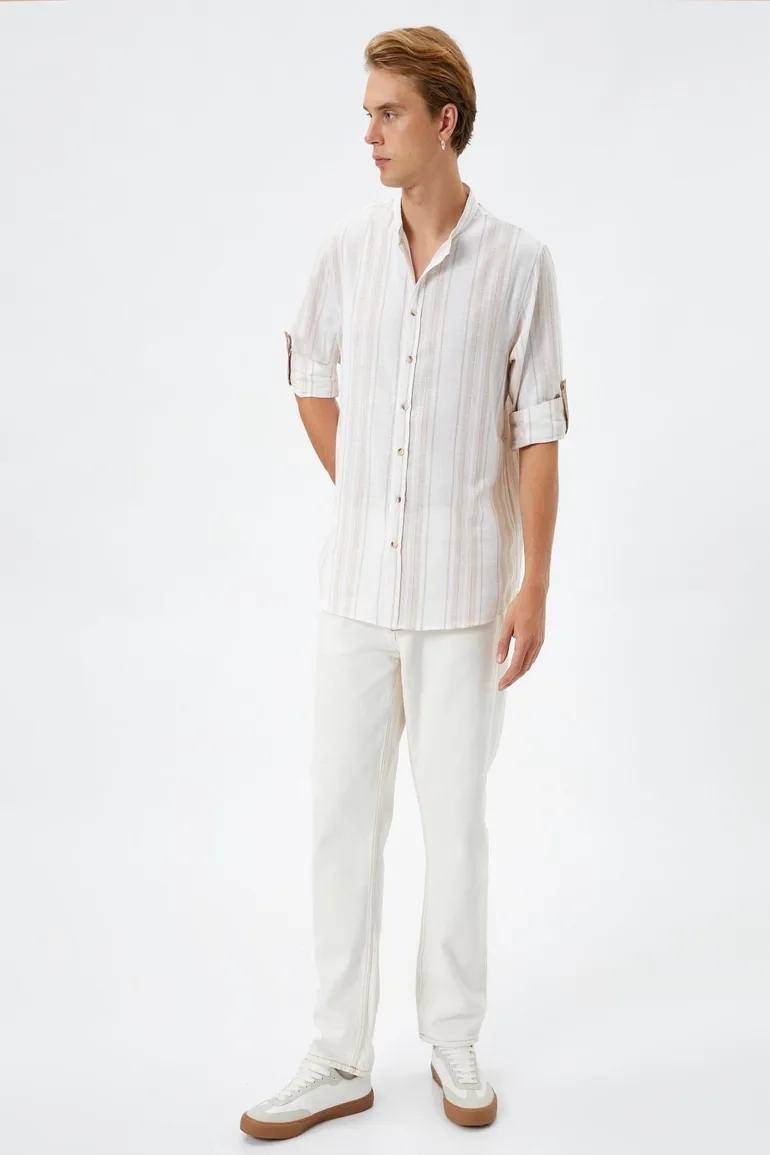 Koton Beige Stripped Shirt - 2