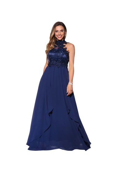 Lace Halterneck Maxi Prom Dress