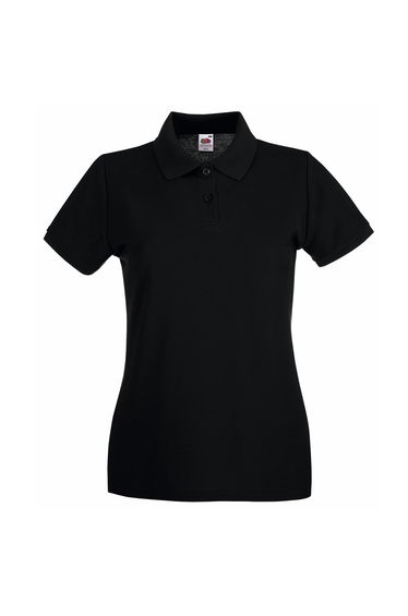 Fruit Of The Loom Ladies Lady-Fit Premium Short Sleeve Polo Shirt - Black