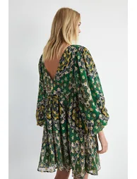Sparkle Border Print V Neck Mini Dress - 2
