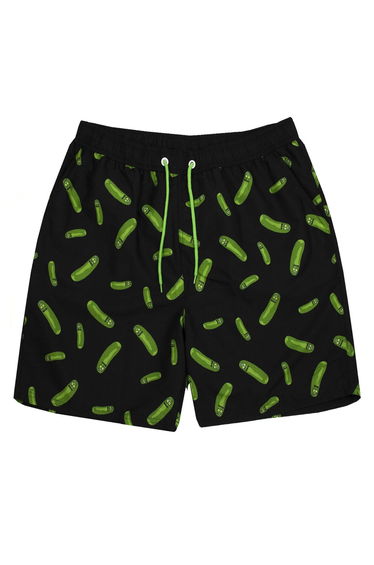 Rick And Morty Mens Pickle Rick Swim Shorts - Black/Green