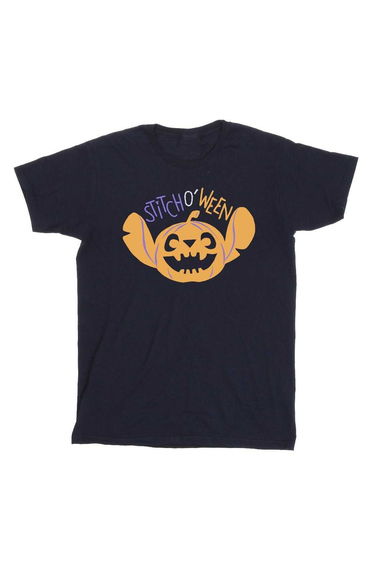 Lilo & Stitch Boys Stitch O Ween Cotton T-Shirt - Navy Blue