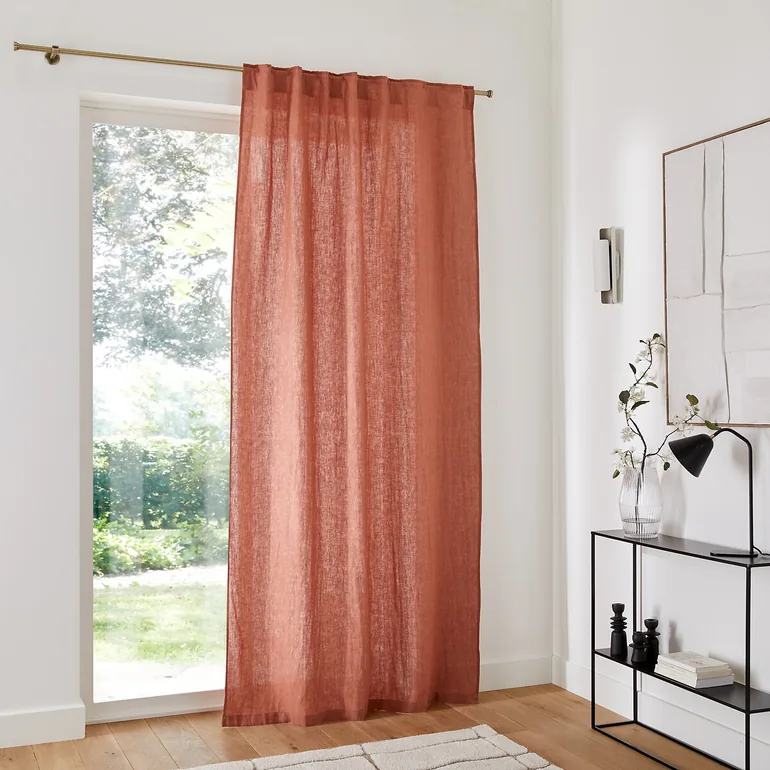Onega Washed Linen Single Curtain with Concealed Tabs - 7