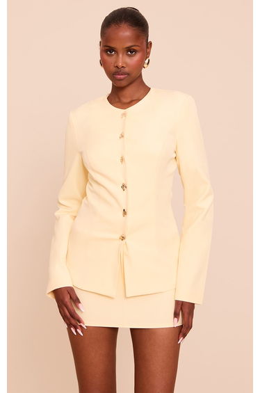 Butter Yellow Tailored Mini Skirt