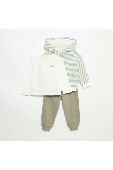 3-Piece Sweatshirt Joggers & T-shirt Set KHAKI