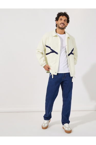 Contrast Detail Windbreaker Jacket with Button Up Detail