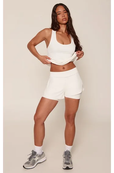 White Lightweight Breathable Floaty Gym Shorts