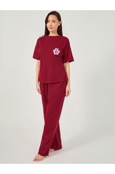 Graphic Print Drop Shoulder T-Shirt and Pyjama Set