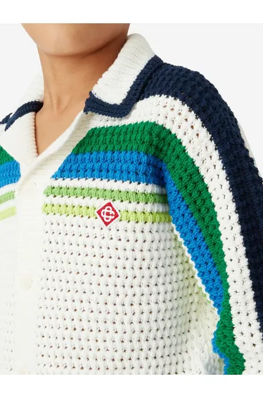 Casablanca Boys Stripe Knit Shirt in White