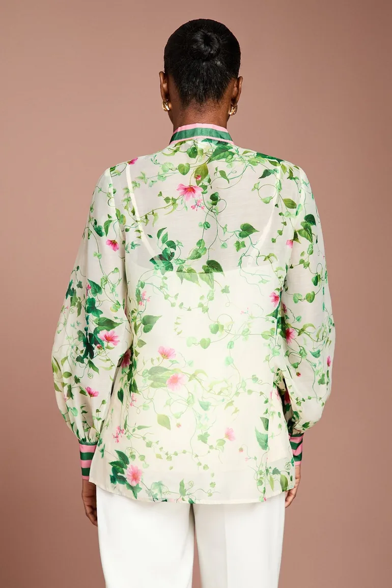 Printed Stripe Bow Detail Shirt - 2