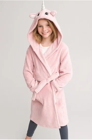 روب استحمام فليس بتصميم يونيكورن، 3-14 سنة