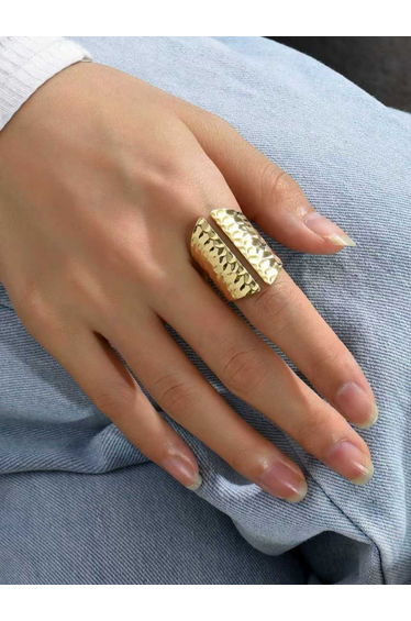 Hammered Gold Tone Cuff Ring