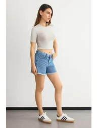 Crew Neck Basic Crop top - 2