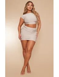Shape Stone Slinky Ruched Side Mini Skirt