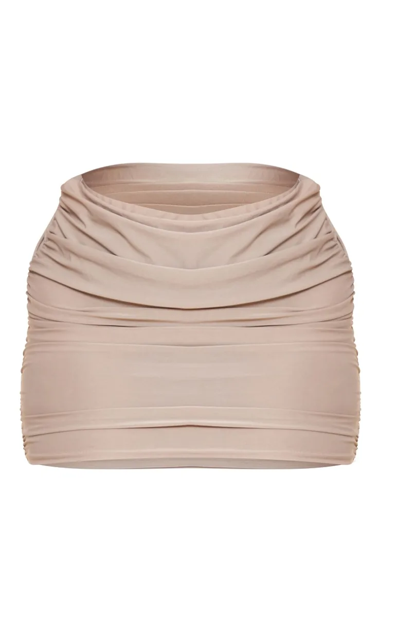 Shape Stone Slinky Ruched Side Mini Skirt - 5