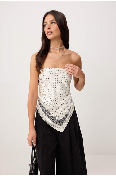 Ecru Pauntiye Pattern Lace Printed Woven Blouse