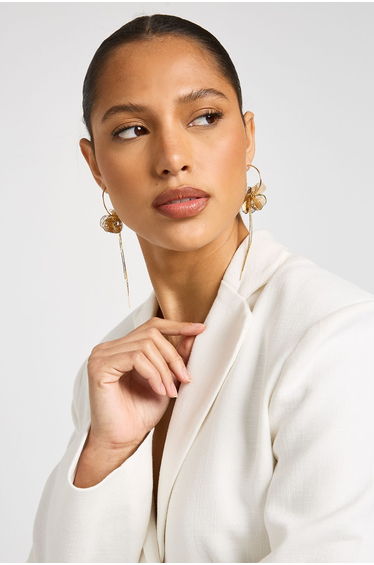 Openwork Flower Hoop Earrings - gold