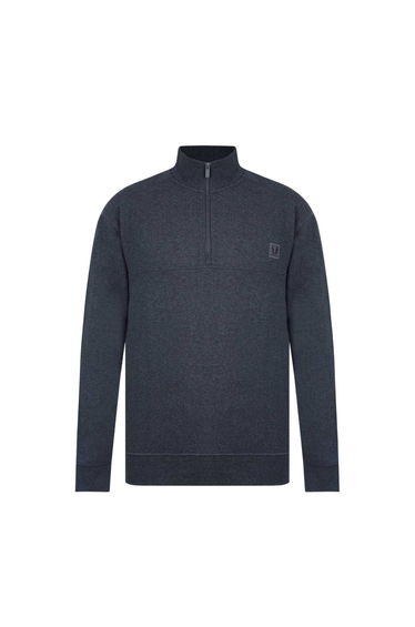 Firetrap Mens Zip Neck Long-Sleeved Sweatshirt - Charcoal Marl