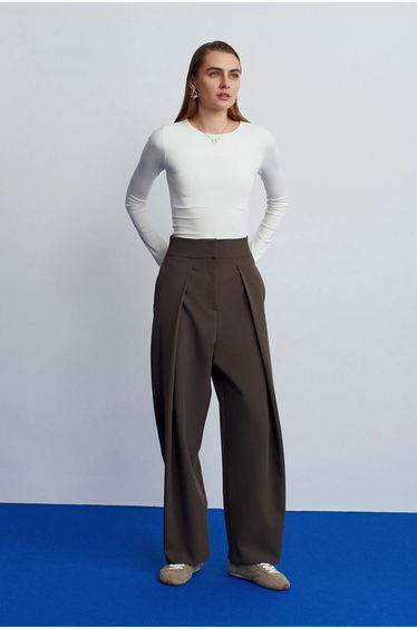 DILVIN Slim Fit Long Sleeve Crew Neck Blouse