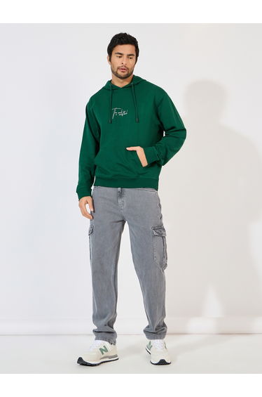Minimal Slogan Print Relaxed Fit Hoodie
