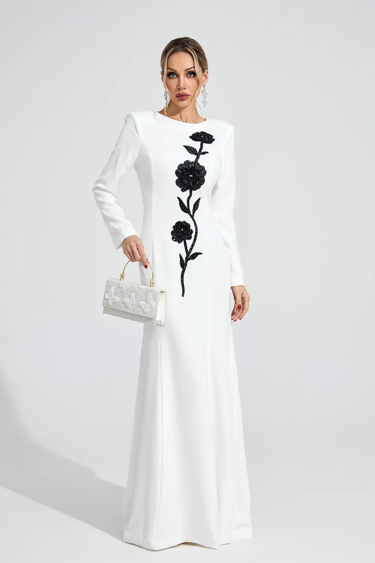 Delyth White Diamond Maxi Dress - 5