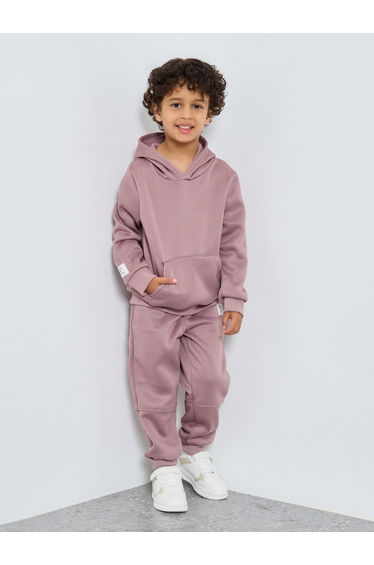 Boys Purple Solid Hoodie and Jogger Set