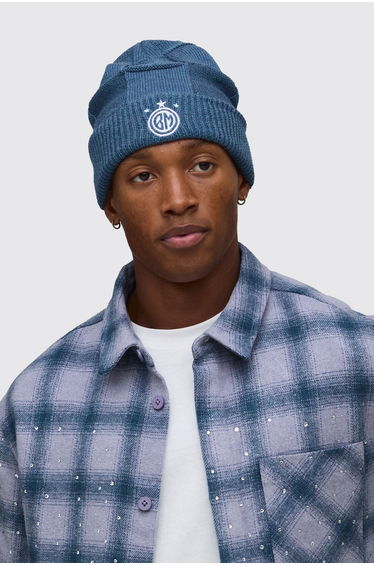 Circa 98 Crest Checkerboard Beanie - slate blue