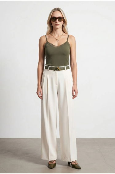 Dilvin Slim Fit Sleeveless V-Neck Cami Blouse