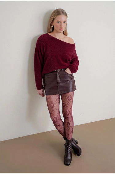 MIXRAY Asymmetrical Collar Knit Sweater