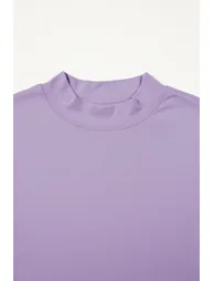 Wisteria Solid Color High Neck Oversize Tee - 7