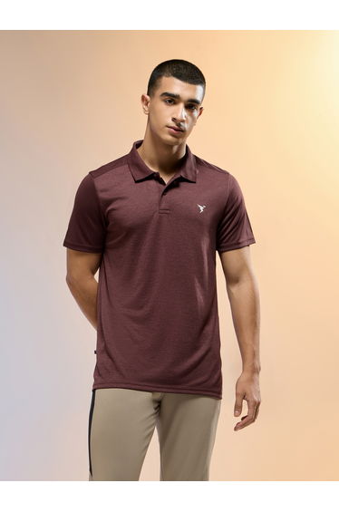 Men Brown Slim Fit Melange Polo