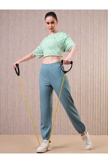 Women Blue Solid 2-Way Stretch Joggers