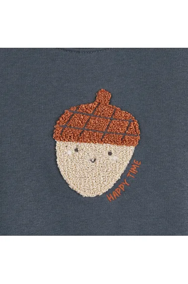 Fleece-Lined Sweatshirt with Hazelnut Fleecy Pattern