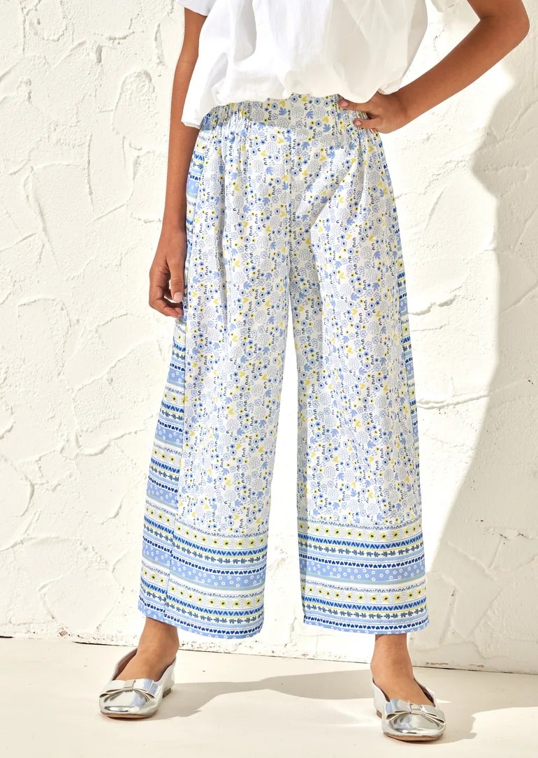 Serena Blue Printed Wide Leg Trousers - 2