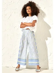 Serena Blue Printed Wide Leg Trousers