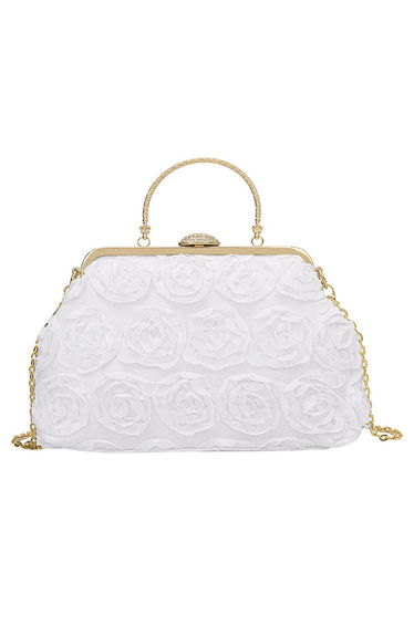 Elegant Rose Petal Clutch in White