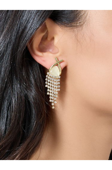 Gold Tone Crystal Dangle Earrings