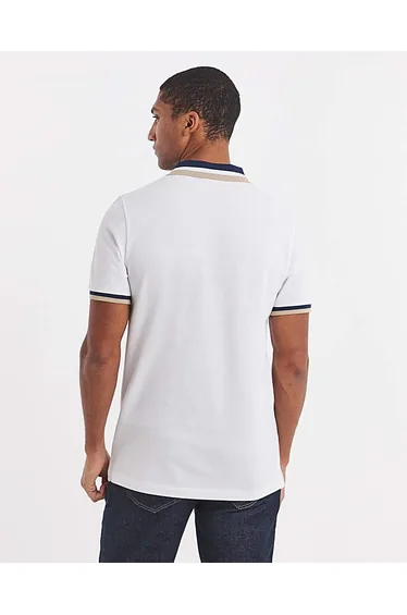 Tipped Pique Polo Long- White