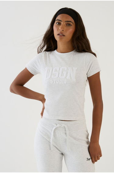 DSGN Studio Towelling Applique Baby T-Shirt - ash grey