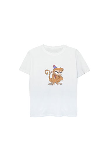 Aladdin Boys Abu Angry Cotton T-Shirt - White