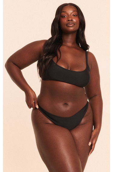 Plus Black Boomerang Tanga Bikini Bottoms
