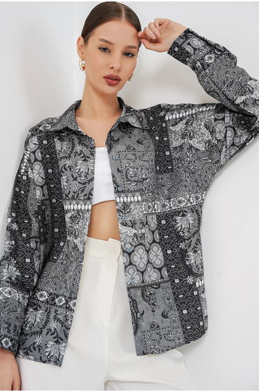 BDART Oversized Paisley Print Button-Up Shirt