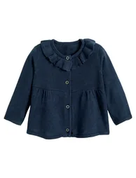 Ruffled Neck Buttoned Cardigan - 1