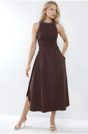 BUSEM Sleeveless Midi Dress with Crew Neck