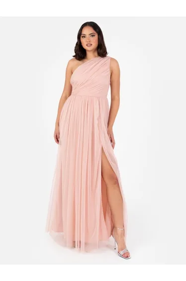 Anaya With Love Recycled Peach Blush One Shoulder Maxi Dress