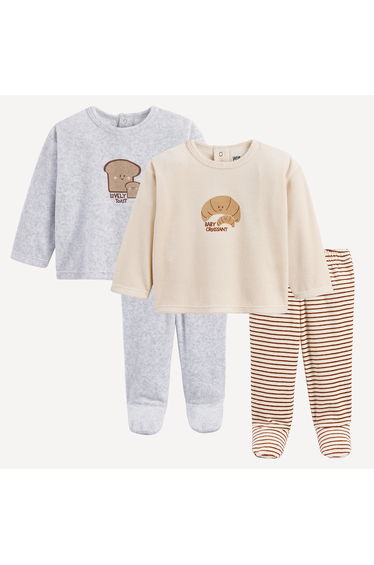Pack of 2 Sleepsuits in Velour